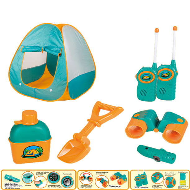 Kids Camping Tent Playset Includes Pop Up Tent Gear And 2 Walkie Talkies TO-15 